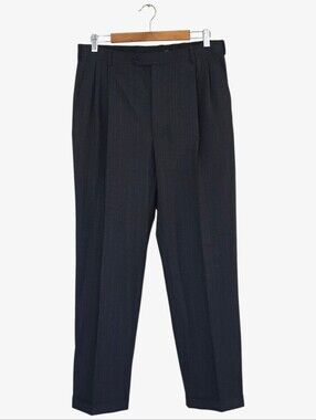 Brooks Brothers 346 Pinstripe Dress Pants 36x33 Pleated Wool Brace Button Cuffed